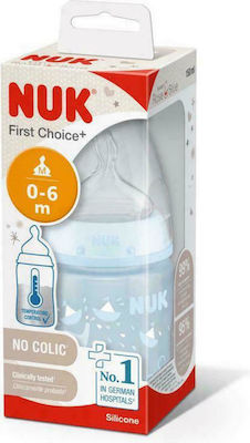 Nuk Plastic Bottle First Choice Plus Temperature Control Baby Rose & Blue Anti-Colic with Silicone Nipple for 0-6 months Light blue Elephant 150ml 1pcs 10.005.935