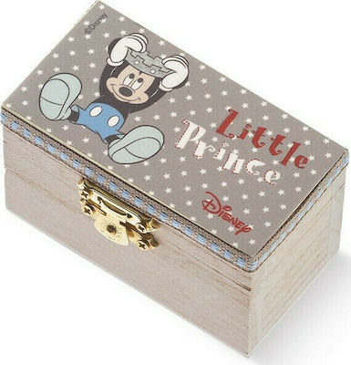 Christening Favor with Box Mickey Prince made of Wood 10.5x7cm