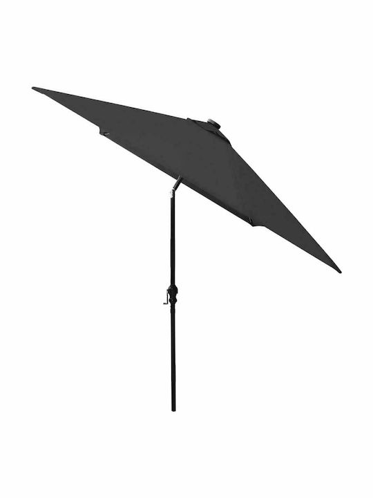 Garden & Terrace Floor Metal Square Parasol with LED Lighting Μαύρο L3xW2xH2.47m