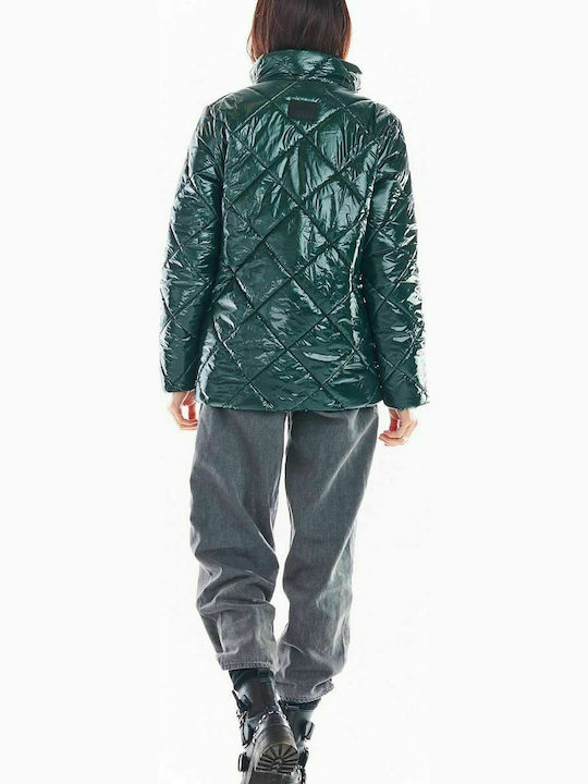 Awama Kurz Damen Puffer Jacke für Winter Grün