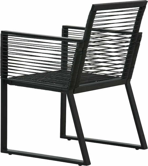 Outdoor-Stuhl Rattan Black Velvet-Black Metal 2Stück 57x53x78εκ.