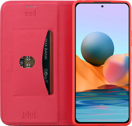 Idol 1991 Elite Anti Rfid Book Synthetic Leather Red (Redmi Note 10 Pro)