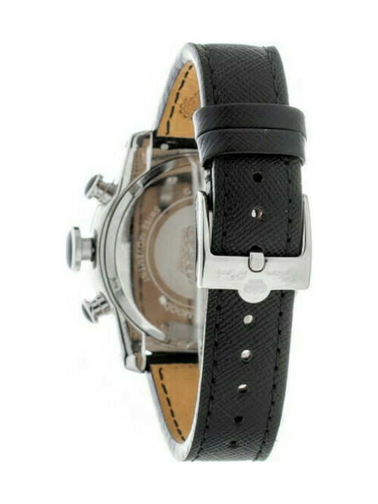 Glam Rock Watch Chronograph with Black Leather Strap