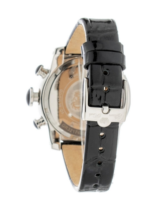 Glam Rock Watch Chronograph with Black Leather Strap