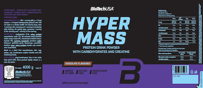 Biotech USA Hyper Mass Drink Powder with Carbohydrates & Creatine Gluten Free with Flavor Strawberry 1kg