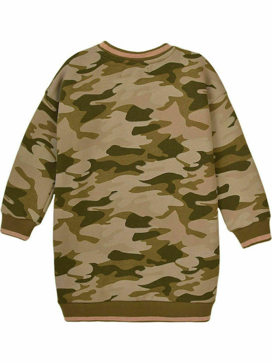 Minoti Sweatshirt Kids Dress Long Sleeve Khaki