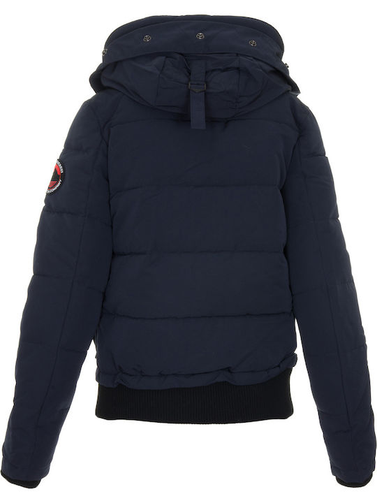 Everest Women's Short Puffer Jacket for Winter with Hood Navy Blue