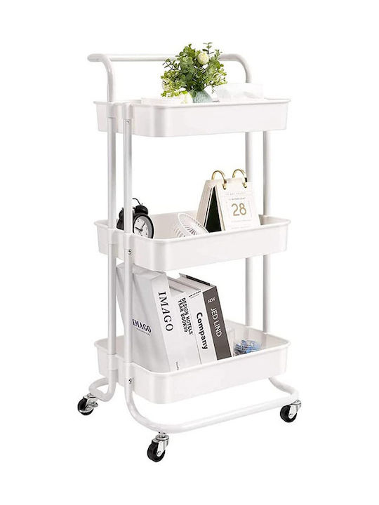 Vesta Home Kitchen Trolley Metallic 3 Tiers White 43x34x85.5cm