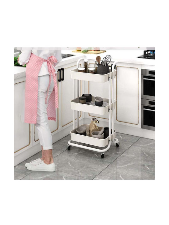 Vesta Home Kitchen Trolley Metallic 3 Tiers White 43x34x85.5cm