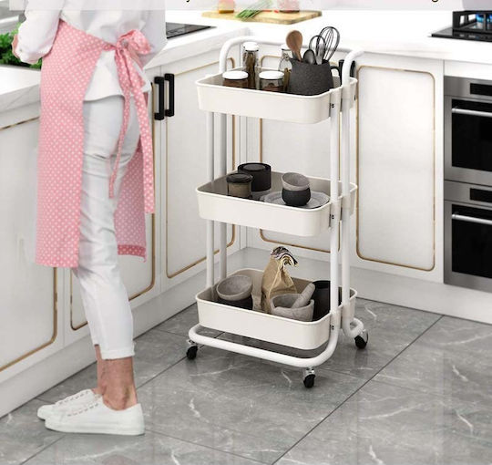 Vesta Home Τρόλεϊ Κουζίνας Μεταλλικό 3 Θέσεων Λευκό 43x34x85.5cm