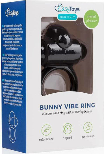 Easytoys Men Only Bunny Vibrating Cock Ring Вибриращ Пръстен Петел Black ET801BLK
