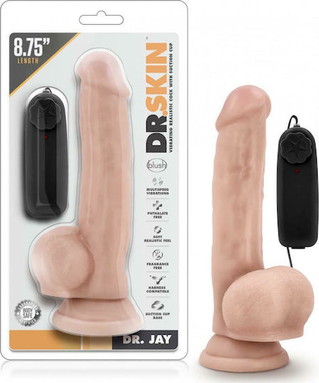 Blush Dr Skin Dr Jay Vibrating Cock With Suction Cup Realistic Vibrator 22.2cm Vanilla