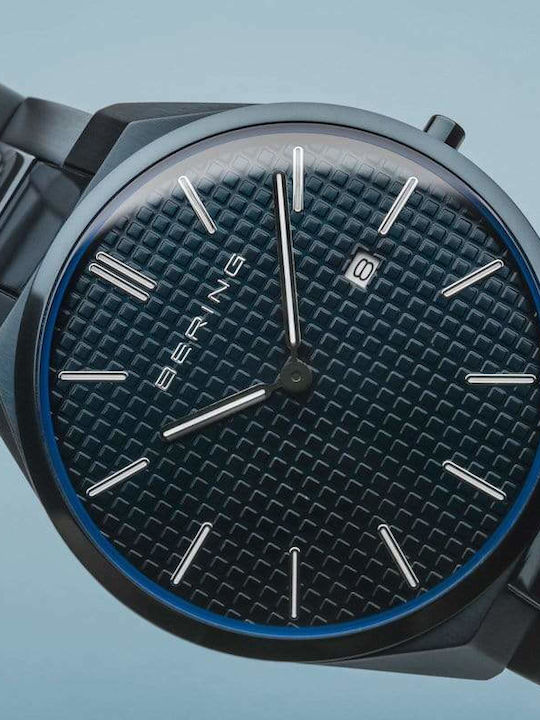 Bering Time Ultra Slim Men's Watch 40mm Battery with Blue Metal Bracelet