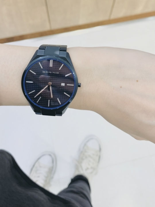Bering Time Ultra Slim Men's Watch 40mm Battery with Blue Metal Bracelet