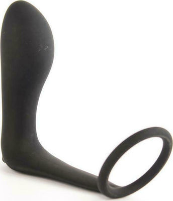 Tardenoche Ansel Anal Plug with Vibration and Cock Ring Vibrating Cock Ring Cock Silicon cu Ineluri pentru penis Black