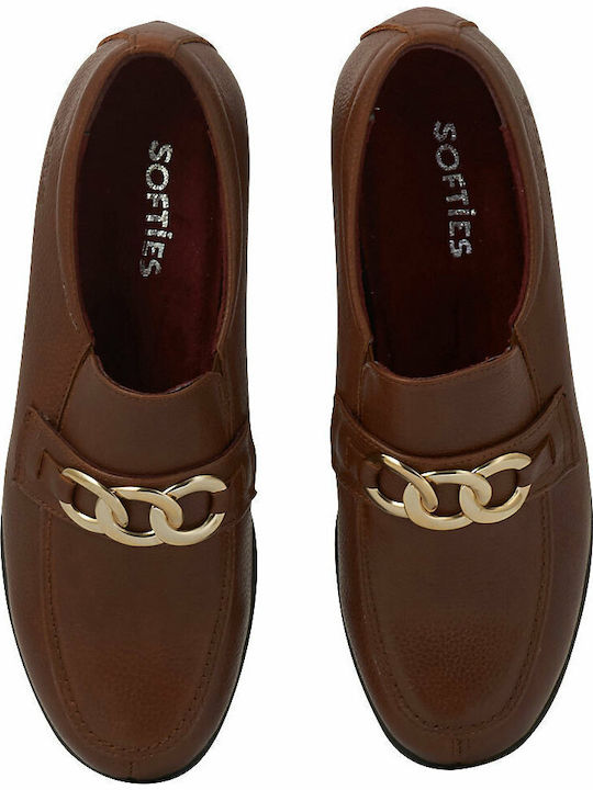 -1154 Δερμάτινα Γυναικεία Loafers σε Καφέ Χρώμα