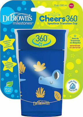 Dr. Brown's Baby & Toddler Cups Cheers 360° made of Plastic Blue 1pcs 300ml for 9m+m+