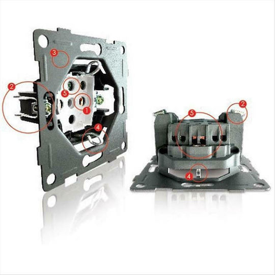 Lineme Single Flush Power Socket with Lid Black