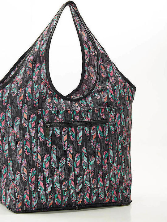 Eco Chic Feather Stoff Einkaufstasche in Schwarz Farbe