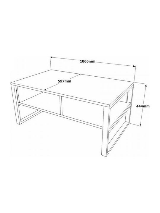 Ortogon Central Măsuță Honora Din Lemn Nuc / Negru M100xL60xÎ44.5cm