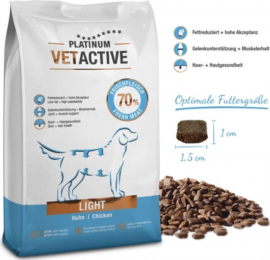 Platinum Pet Food & Care Vetactive Light 5kg Dry Food Diet, Gluten-Free for Adult Dogs with Chicken