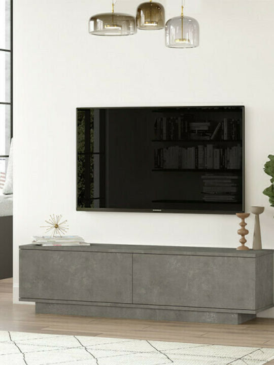 TV Stand Wooden Grey L140xW35.5xH38cm