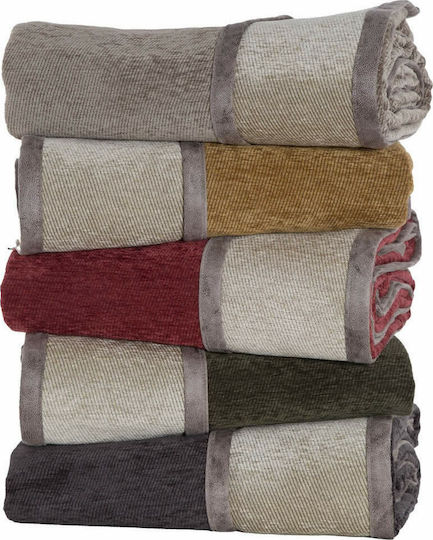 Nef-Nef Homeware New Tanger Ριχτάρι Διθέσιου Καναπέ Δύο 'Οψεων Chenille 180x250εκ. Mustard / Ecru