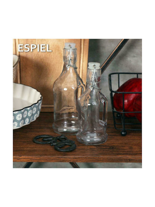 Espiel Glass Water Clip Top Bottle Transparent 350ml