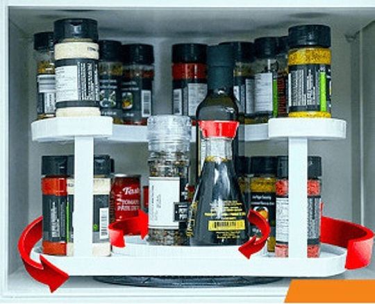 Spice Plastic Tabletop Rotating Spice Rack White