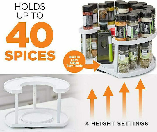 Spice Plastic Tabletop Rotating Spice Rack White