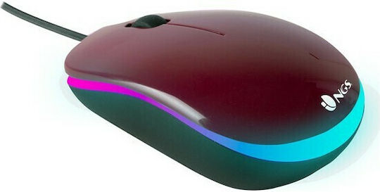 NGS Addict Maroon Wired Mouse Bordeaux