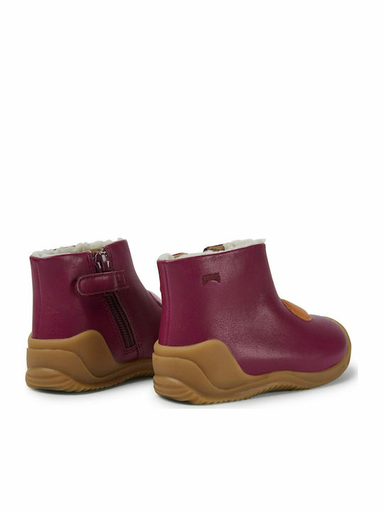Twins Leather Kids Boots with Zipper Burgundy