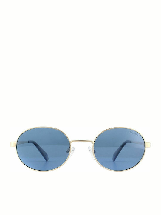 Polaroid Love Island x Polaroid Oval Pop Sunglasses with Gold Metal Frame and Blue Polarized Lens PLD6066/S/LI UHU/XN