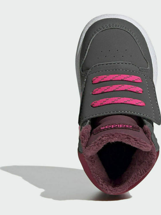Hoops Hoops 2.0 Kids Sports Shoes Basketball with Hoop & Loop Closure Grey Five / Screaming Pink / Core Black