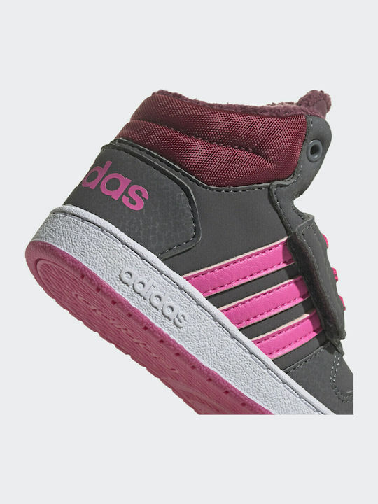 Hoops Hoops 2.0 Kids Sports Shoes Basketball with Hoop & Loop Closure Grey Five / Screaming Pink / Core Black