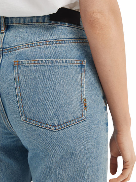 High Waist Women's Jean Trousers in Straight Line Washed Indigo