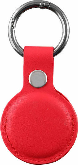 Volte-Tel Keyring Keychain Case Leather for AirTag in Red color