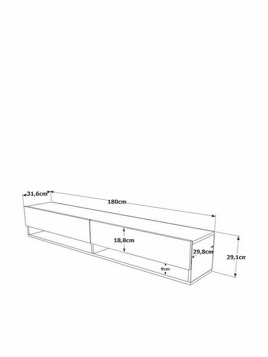 Handra White Walnut TV Stand L180xD31.5xH29.5cm