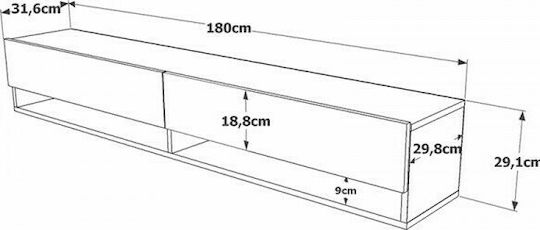 Έπιπλο Τηλεόρασης Handra Λευκό / Καρυδί Μ180xΠ31.5xΥ29.5cm