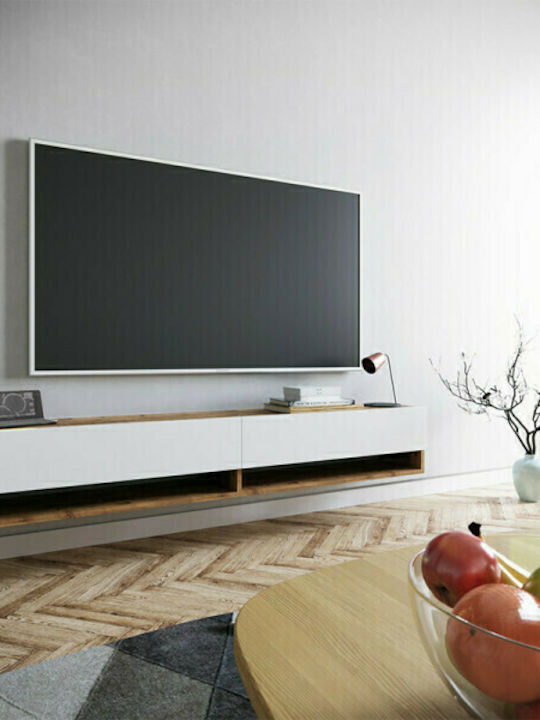 TV-Ständer White / Walnut Μ180xΠ31.5xΥ29.5cm