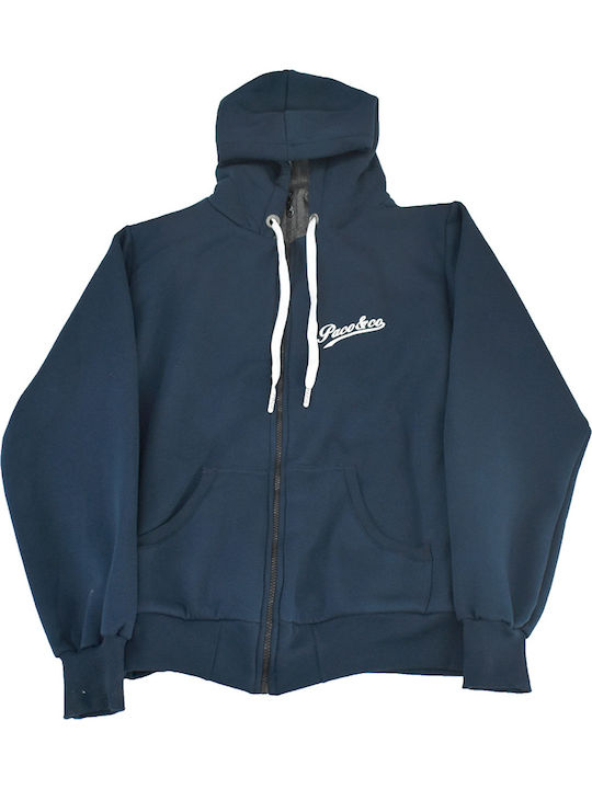 Paco & Co 8285 Men's Sweatshirt Jacket with Hood and Pockets Blue