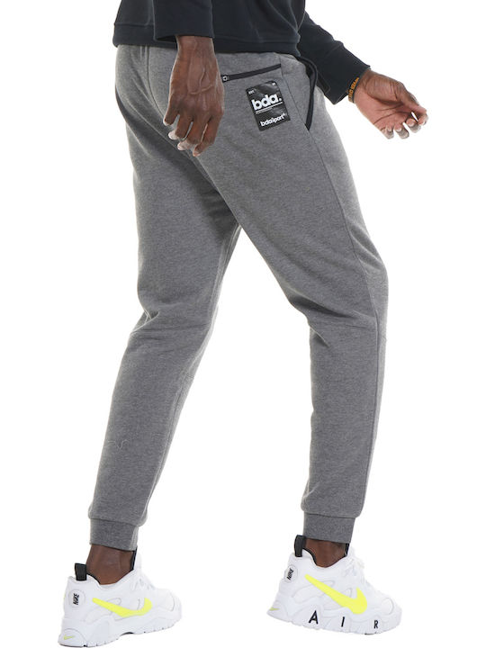 Body Action Men's Fleece Sweatpants with Rubber Dark Grey Melange