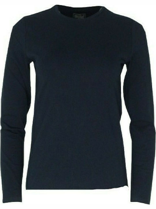 Paco & Co Winter Women's Cotton Blouse Long Sleeve Navy Blue