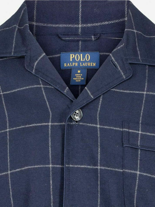 Ralph Lauren Χειμερινή Καρό Ανδρική Πιτζάμα Βαμβακερή Navy Μπλε