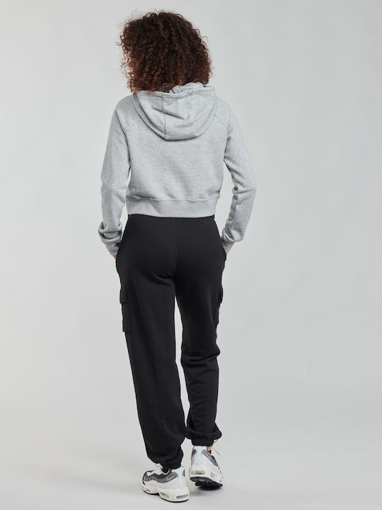 Nike Sportswear Essential Cropped Γυναικείο Φούτερ με Κουκούλα Dark Grey Heather