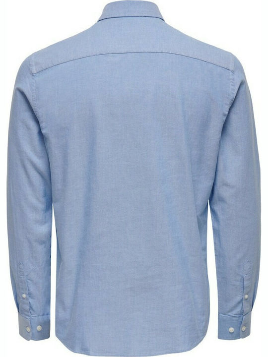 Long-sleeved Cotton Shirt Cashmere Blue