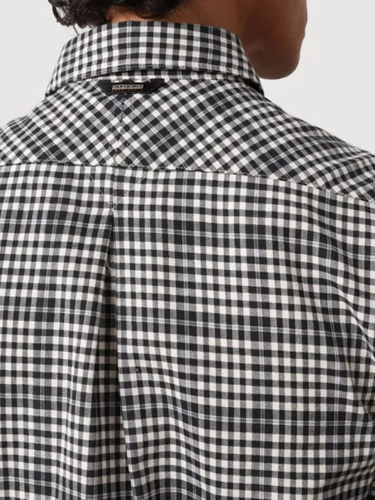 Gemian Long-sleeved Cotton Shirt Checked Navy Blue