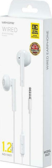 WK YA01 In-ear Handsfree με Βύσμα 3.5mm Λευκό
