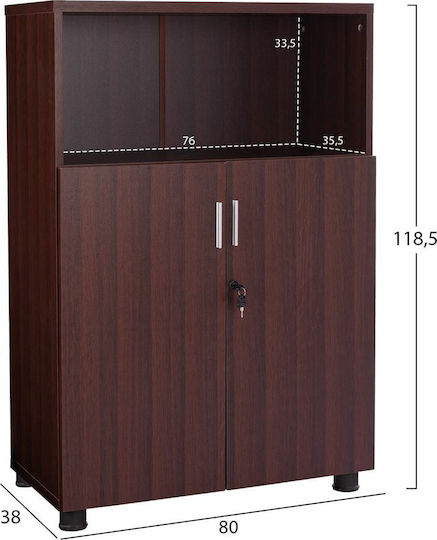 Büroaufbewahrungsschrank Vance Holz mit Schloss Wenge 80x38x118,5cm