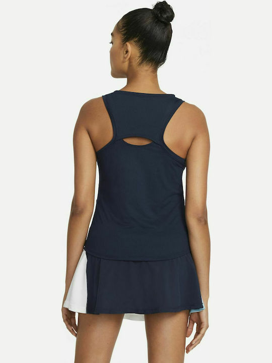 Nike Court Victory Women's Athletic Blouse Sleeveless with V Neckline Navy Blue